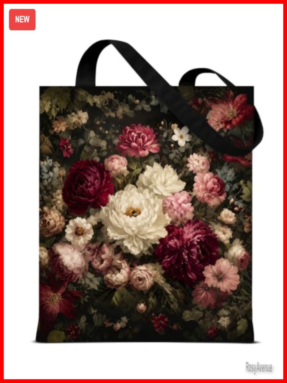 Floral Terylene Canvas Tote Bag Shoulder Bag Reusable Lightweight